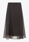 Brunello Cucinelli Women Brown Crispy Silk Circle Skirt In Black