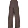 Brunello Cucinelli Cotton Wide Leg Denim Effect Pants In Brown In Chocolate