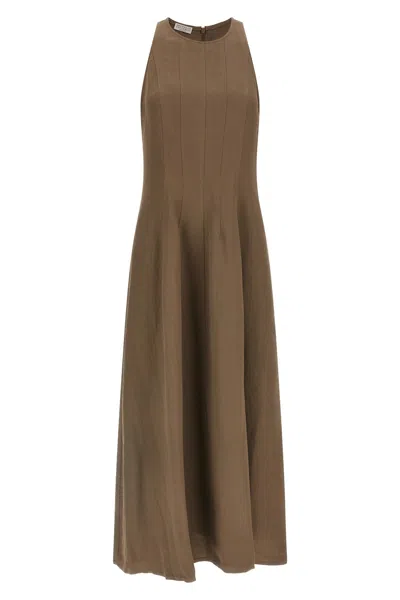 Brunello Cucinelli Abito A-line In Brown