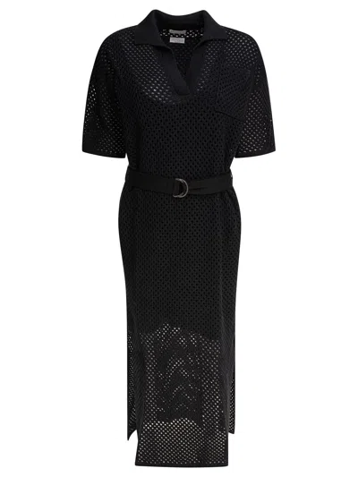 Brunello Cucinelli Abito All'uncinetto Con Cintura Dresses Black