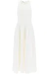 Brunello Cucinelli Fluid Twill Sleeveless Midi Dress In White