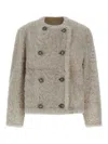 Brunello Cucinelli Reversible Faux Fur Double-breasted Jacket In Gray
