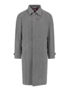 Brunello Cucinelli Single-breasted Herringbone Trench Coat In Grey