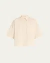 Brunello Cucinelli Abstract Animal Jacquard Short Sleeve Button Down Shirt In Light Beige