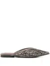 Brunello Cucinelli Glistening Abstract Embroidery Suede Sabots Women