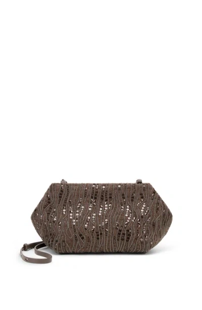 BRUNELLO CUCINELLI BRUNELLO CUCINELLI ABSTRACT EMBROIDERY POUCH BAG