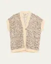 BRUNELLO CUCINELLI ABSTRACT NET SEQUINED KNIT OPERA CARDIGAN