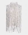 Brunello Cucinelli Abstract Paillette Macrame Embroidered Tank Top In Cxe54 Light Grey