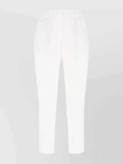 Brunello Cucinelli Acetate And Silk Blend Trousers With Elastic Waistband In White