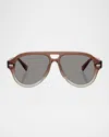 Brunello Cucinelli Acetate Aviator Frames In Brown