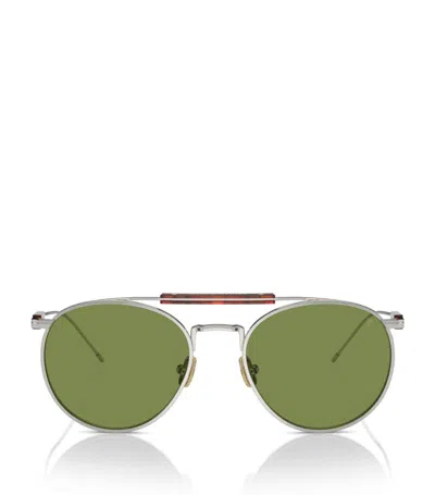 Brunello Cucinelli Womens Silver Bc2004st Sartorial Sunset Round-frame Yellow Gold-plated Titanium Sunglasses