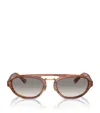 Brunello Cucinelli Engraved Acetate Oval Aviator Sunglasses In Yellow