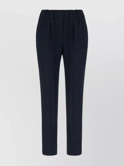 Brunello Cucinelli Acetate Blend Pants With Elastic Waistband In Black