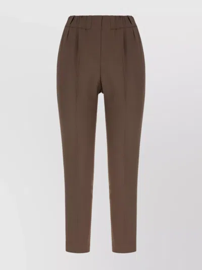 Brunello Cucinelli Acetate Blend Trousers Featuring Seam Detail In Brown