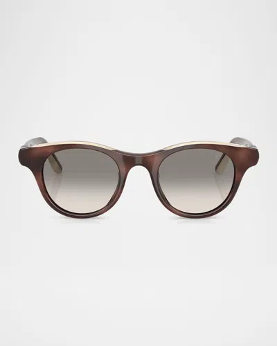 Brunello Cucinelli Acetate Round Sunglasses In Brown