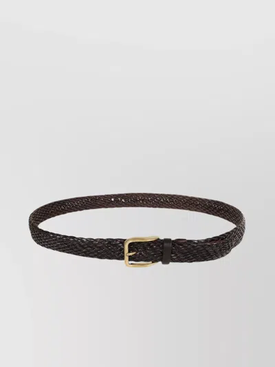 Brunello Cucinelli Adjustable Braided Leather Loop Belt In Brown