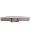 Brunello Cucinelli Adjustable Grey Leather Belt With Punch-hole Detailing