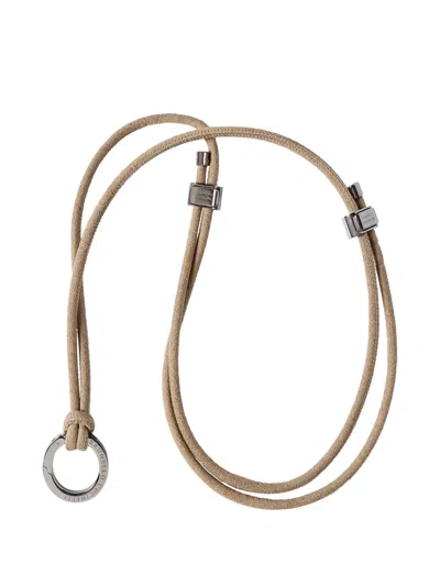 Brunello Cucinelli Alcantara Glasses Cord With Monili In Neutral