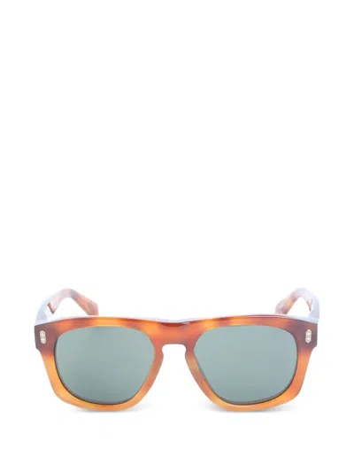Brunello Cucinelli Alke Tortoiseshell-effect Rectangle-frame Sunglasses In Brown