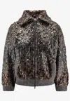 Brunello Cucinelli Mohair-blend Sequin-embellished Cardigan In Gray