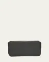 Brunello Cucinelli Monili Convertible Flap Leather Clutch Bag In Black
