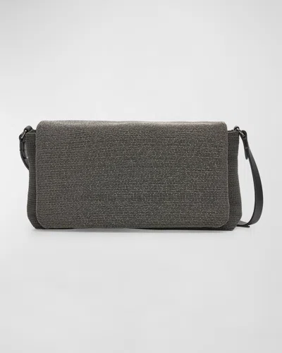 Brunello Cucinelli Allover Monili Convertible Clutch Bag In Purple