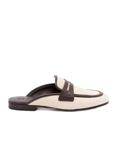 Brunello Cucinelli Almond Toe Slip-on Mules In White