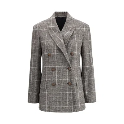 BRUNELLO CUCINELLI ALPACA AND WOOL PRINCE DE GALLES BLAZER