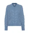 Brunello Cucinelli Alpaca-blend Cable-knit Sweater In Denim