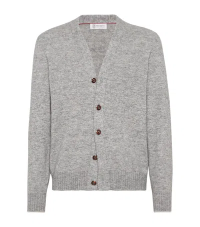 Brunello Cucinelli Alpaca-blend Cardigan In Grey