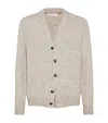 Brunello Cucinelli Ribbed Cotton Shawl Collar Cardigan In Neutrals