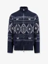 Brunello Cucinelli Geometric Jacquard Cardigan In Wool And Cashmere In Blue