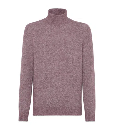 Brunello Cucinelli Alpaca-blend Flecked Rollneck Sweater In Light Purple