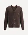 Brunello Cucinelli Dark Brown V-necked Cardigan In Burgundy