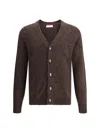Brunello Cucinelli Dark Brown V-necked Cardigan In Brown