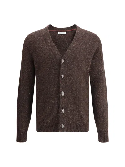 Brunello Cucinelli Knitted Cardigan In Brown