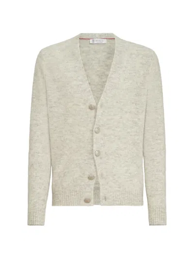 Brunello Cucinelli Alpaca, Cashmere And Wool Cardigan In Neutral