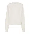 Brunello Cucinelli Alpaca-cotton V-neck Sweater In White