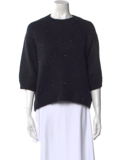 Pre-owned Brunello Cucinelli Alpaca Crew Neck Sweater In Blue
