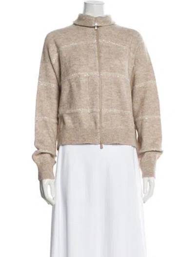 Pre-owned Brunello Cucinelli Alpaca Mock Neck Sweater W/ Tags In Neutral
