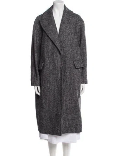Pre-owned Brunello Cucinelli Alpaca Plaid Print Coat In Gray