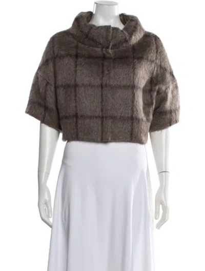 Pre-owned Brunello Cucinelli Alpaca Plaid Print Jacket In Brown