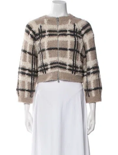 Pre-owned Brunello Cucinelli Alpaca Plaid Print Sweater In Neutral