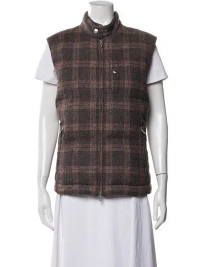 Pre-owned Brunello Cucinelli Alpaca Plaid Print Vest In Brown