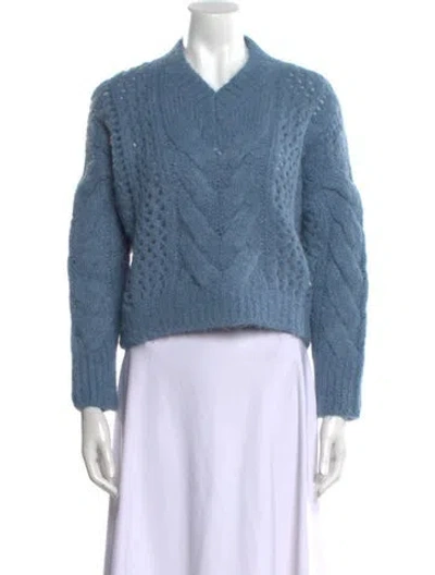 Pre-owned Brunello Cucinelli Alpaca V-neck Sweater In Blue
