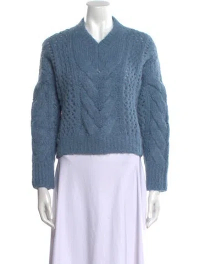 Pre-owned Brunello Cucinelli Alpaca V-neck Sweater In Blue