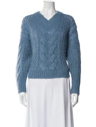 Pre-owned Brunello Cucinelli Alpaca V-neck Sweater In Blue