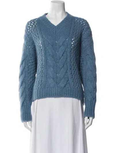 Pre-owned Brunello Cucinelli Alpaca V-neck Sweater In Blue