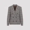 Brunello Cucinelli Checked Double Breasted Jacket Front Pockets In Brown