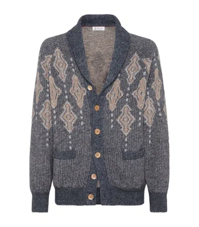 Brunello Cucinelli Alpaca-wool Cardigan In Blue